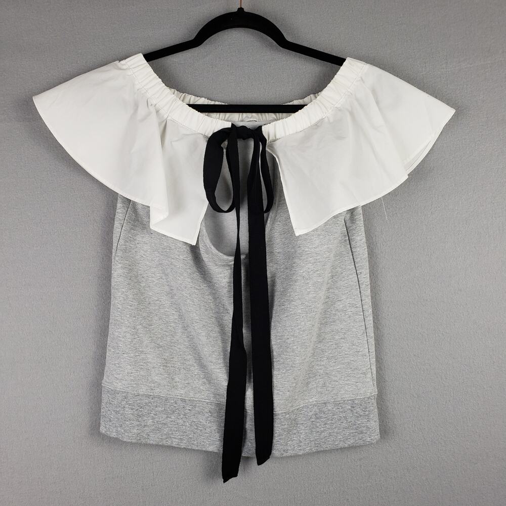 Chelsea28 Women's Size XS Bow Back Colorblock Blouse Neutral French Coquette